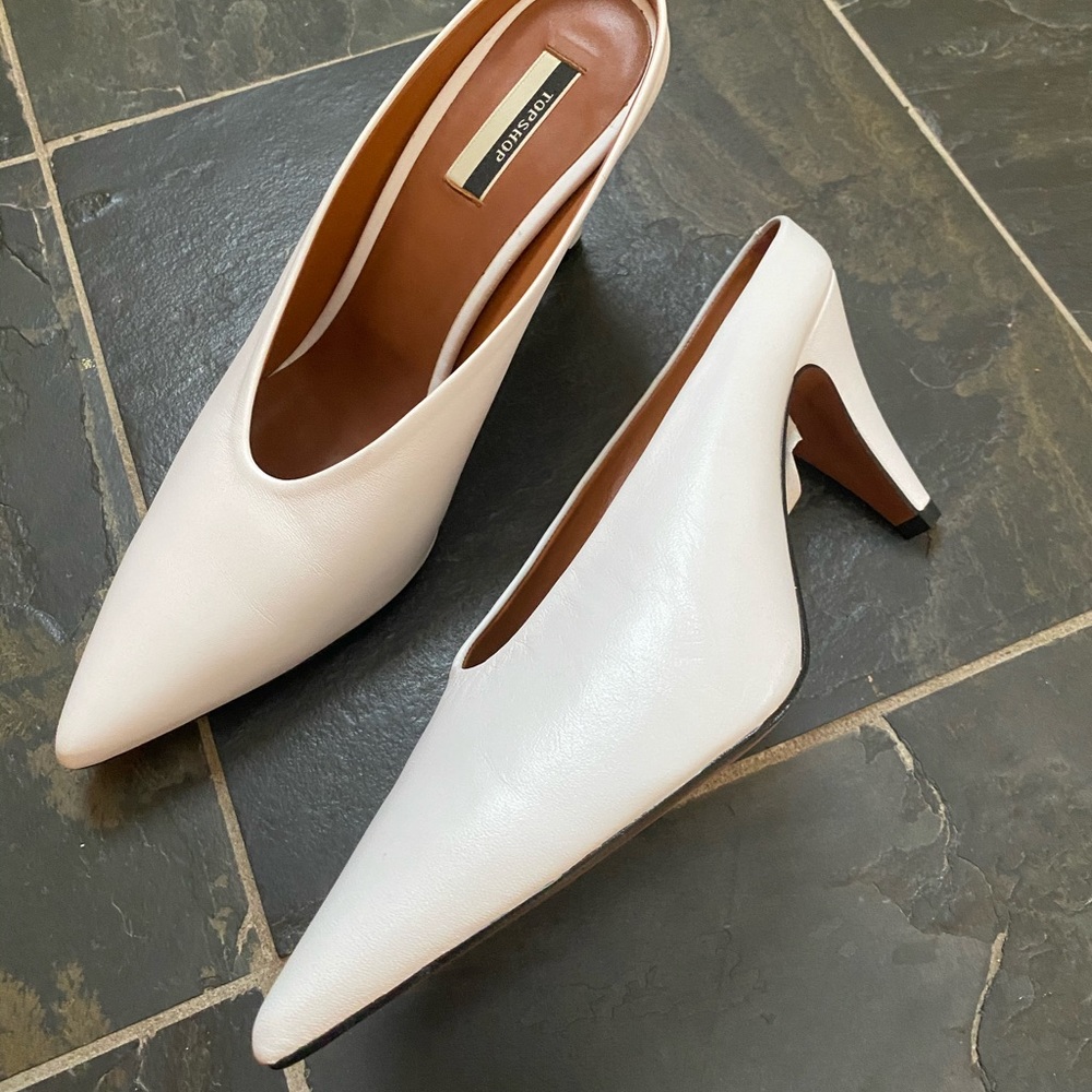 Topshop white leather heels
